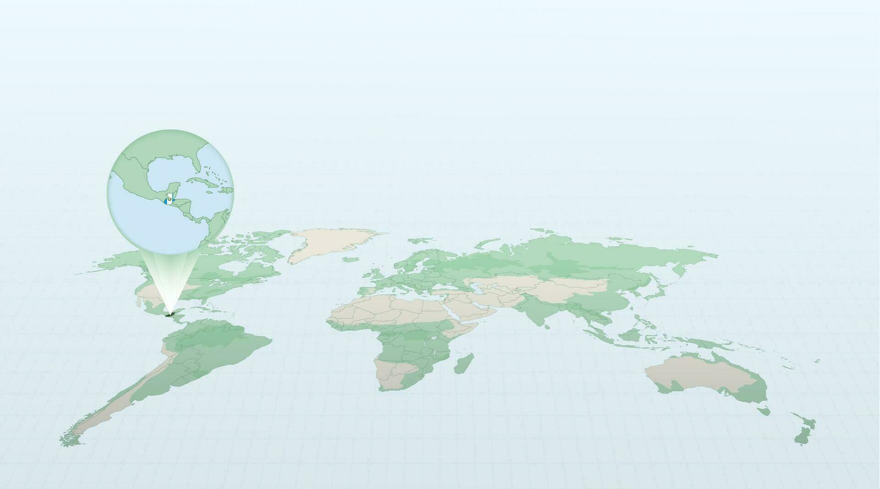 mundo mapa en perspectiva demostración el ubicación de el país Guatemala con detallado mapa con bandera de Guatemala. vector