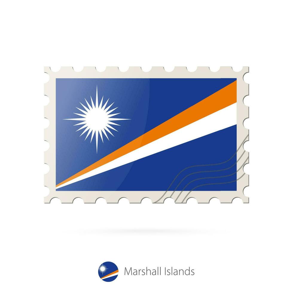 Postage stamp with the image of Marshall Islands flag. vector