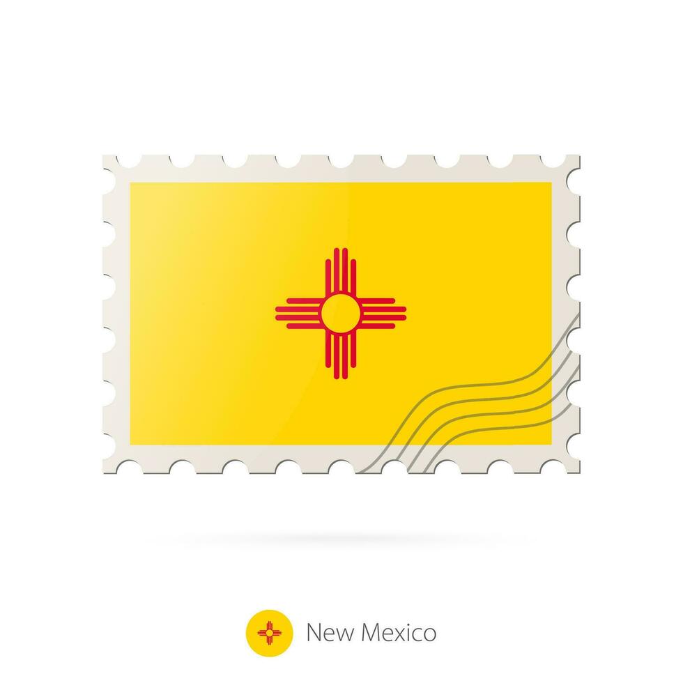 Postage stamp with the image of New Mexico state flag. vector