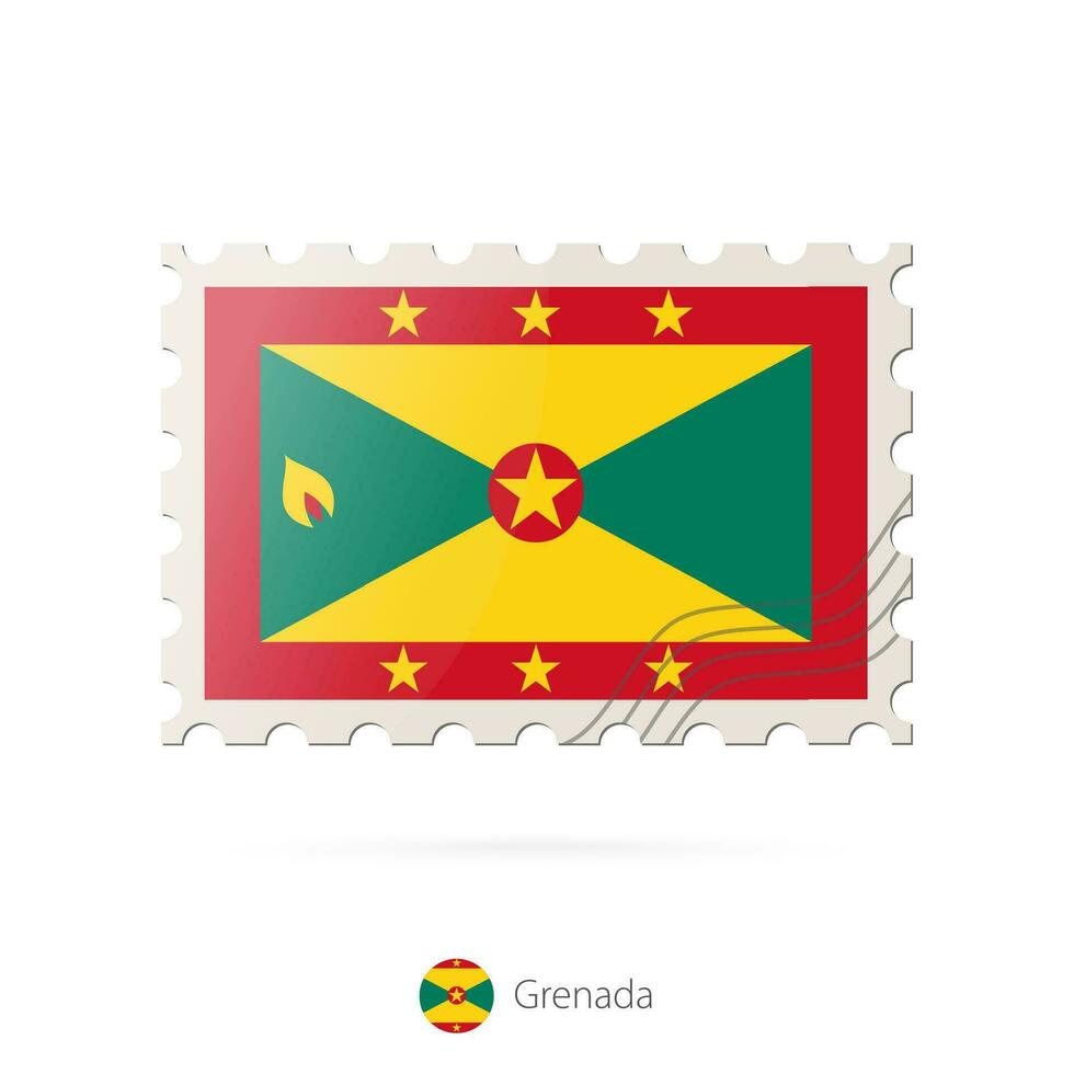 Postage stamp with the image of Grenada flag. vector