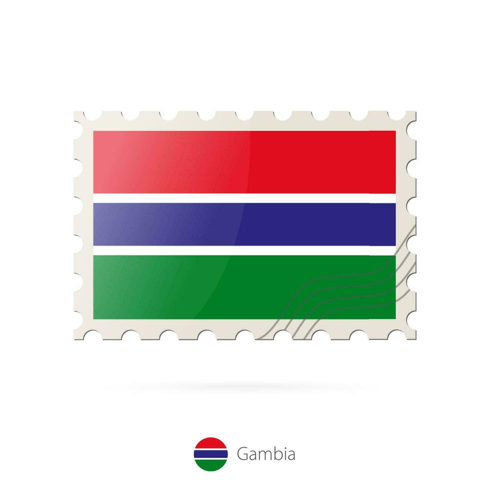 Postage stamp with the image of Gambia flag. vector