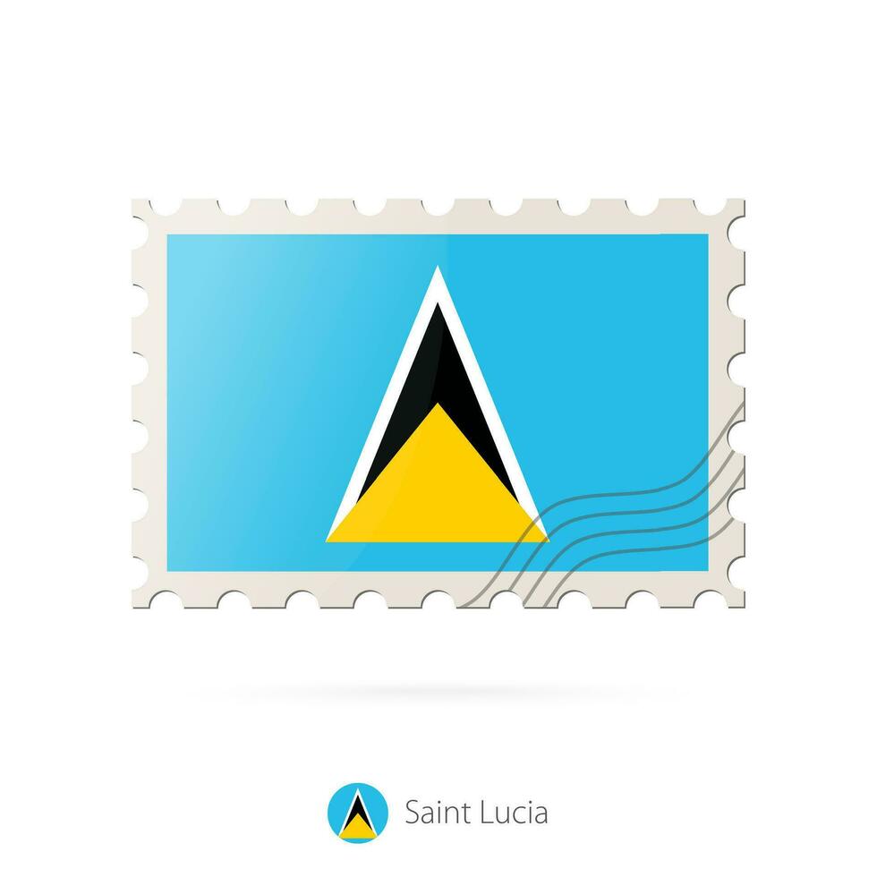 Postage stamp with the image of Saint Lucia flag. vector