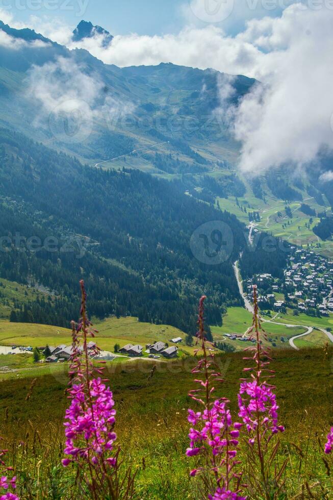 Landscape of the Alps in Switzerland in summer photo