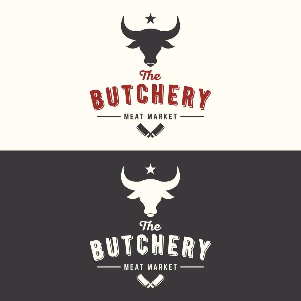 Vintage butcher template logo with knife, fresh beef. Logo for business, butcher shop, restaurant, badge and label. vector