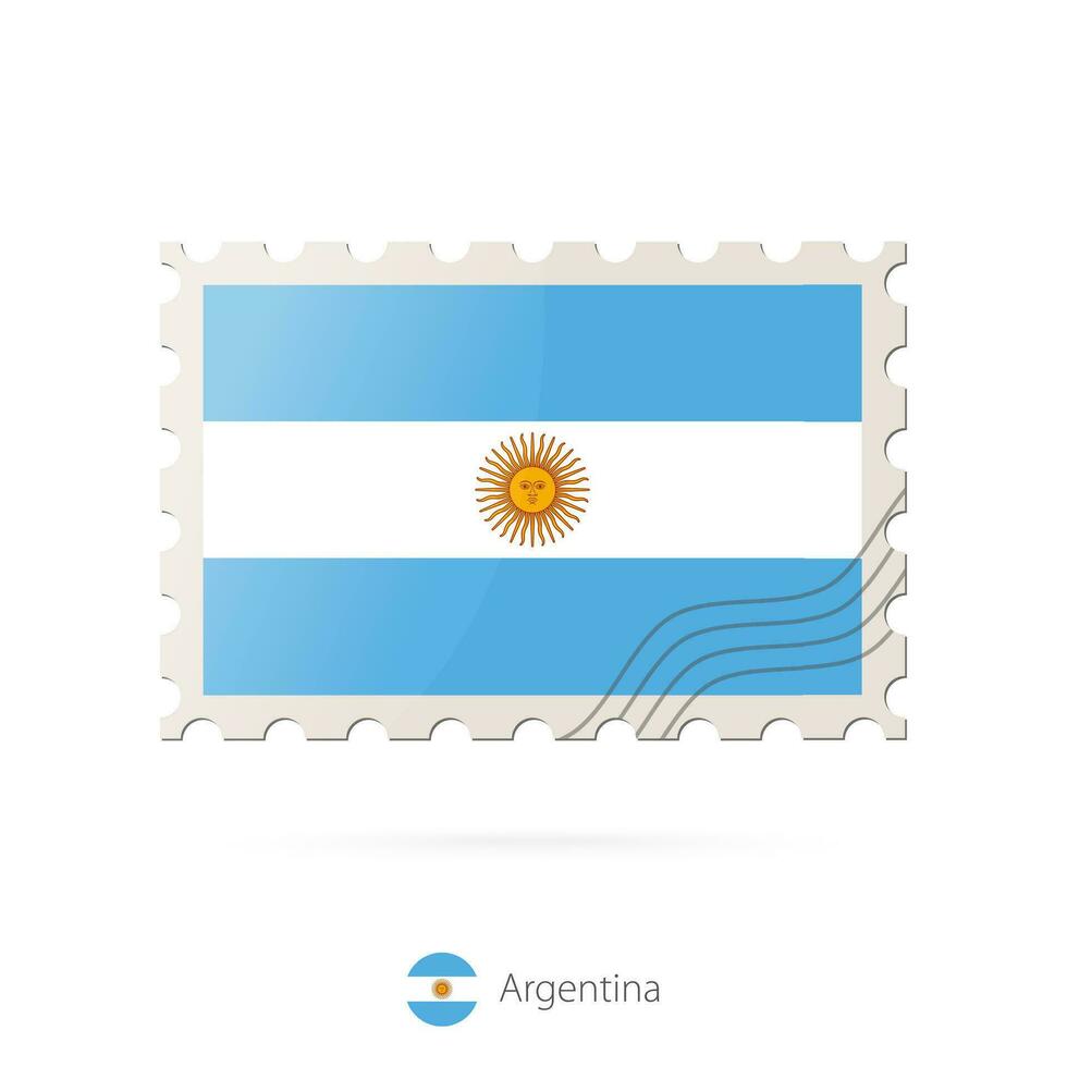 Postage stamp with the image of Argentina flag. vector