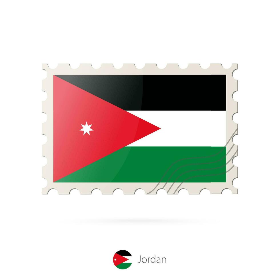 Postage stamp with the image of Jordan flag. vector