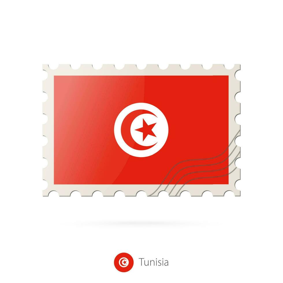 Postage stamp with the image of Tunisia flag. vector