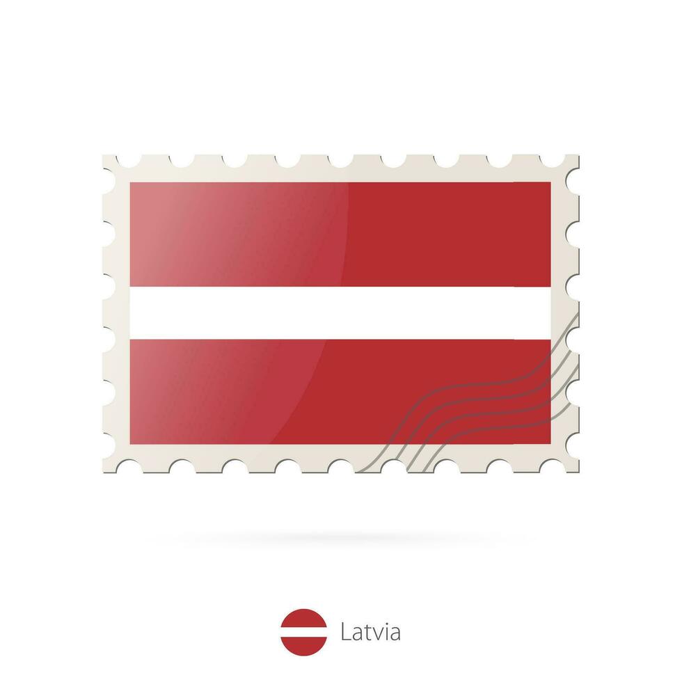 Postage stamp with the image of Latvia flag. vector