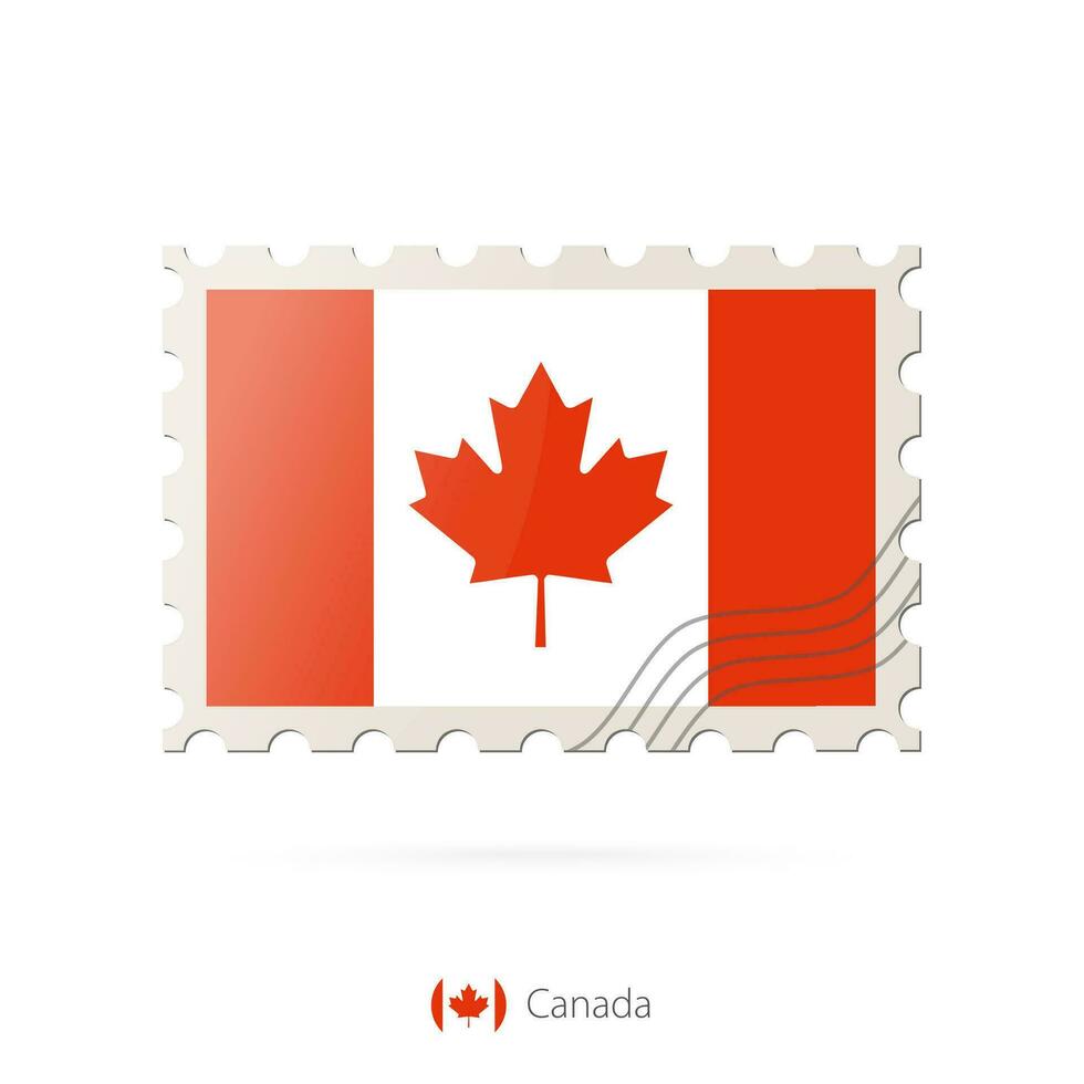Postage stamp with the image of Canada flag. vector