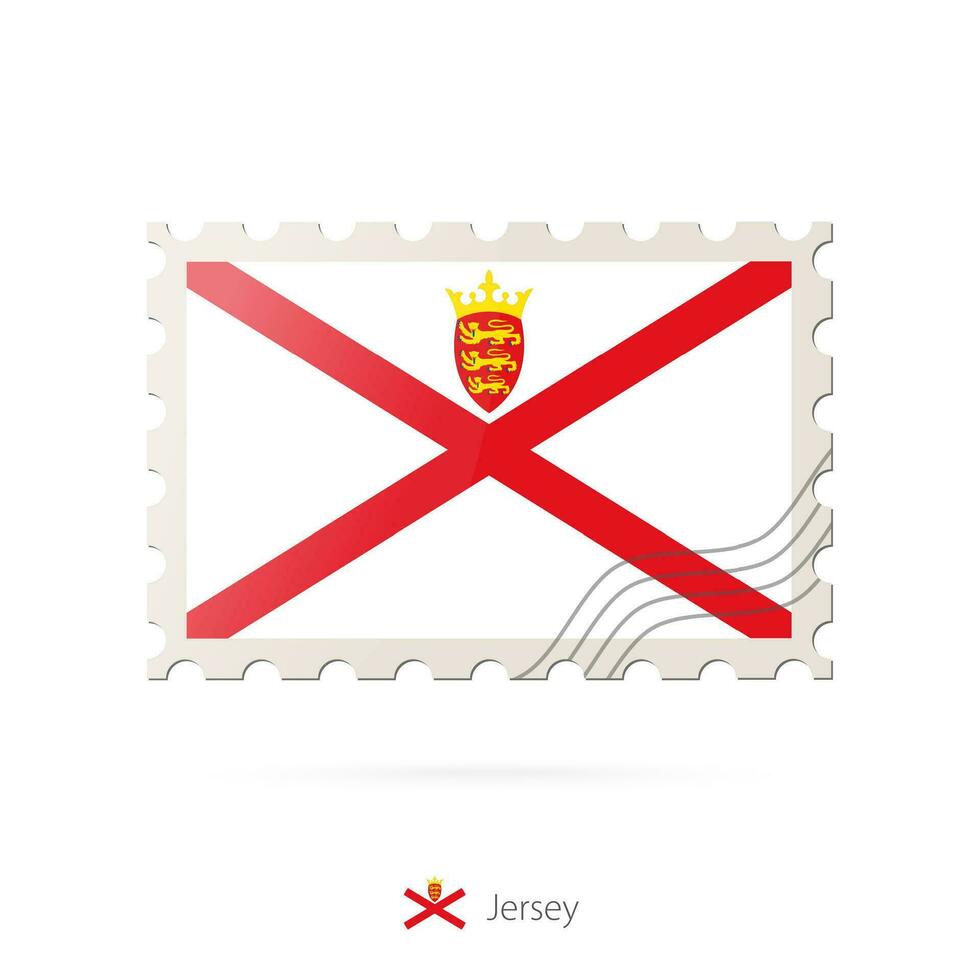 Postage stamp with the image of Jersey flag. vector