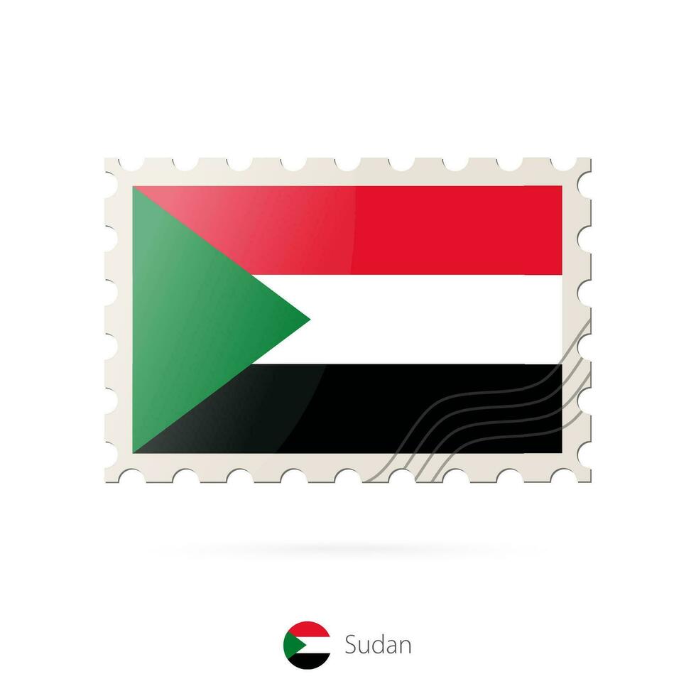 Postage stamp with the image of Sudan flag. vector