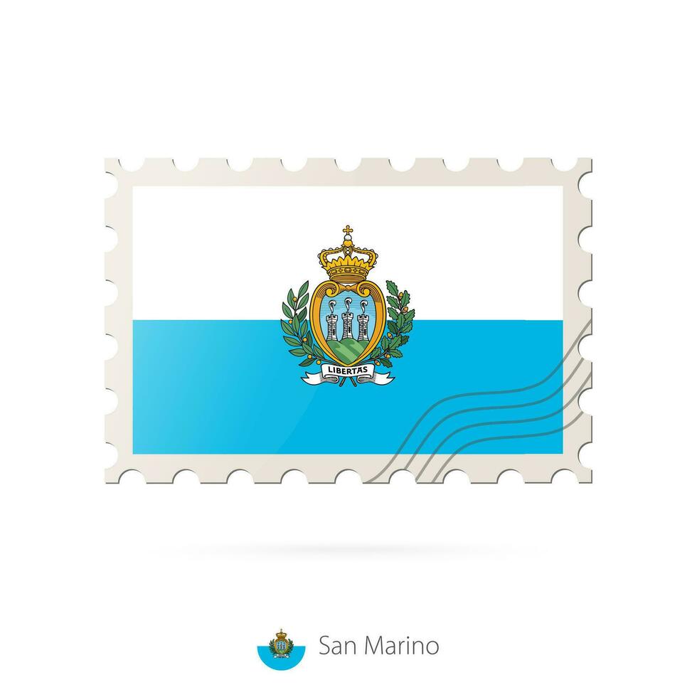 Postage stamp with the image of San Marino flag. vector