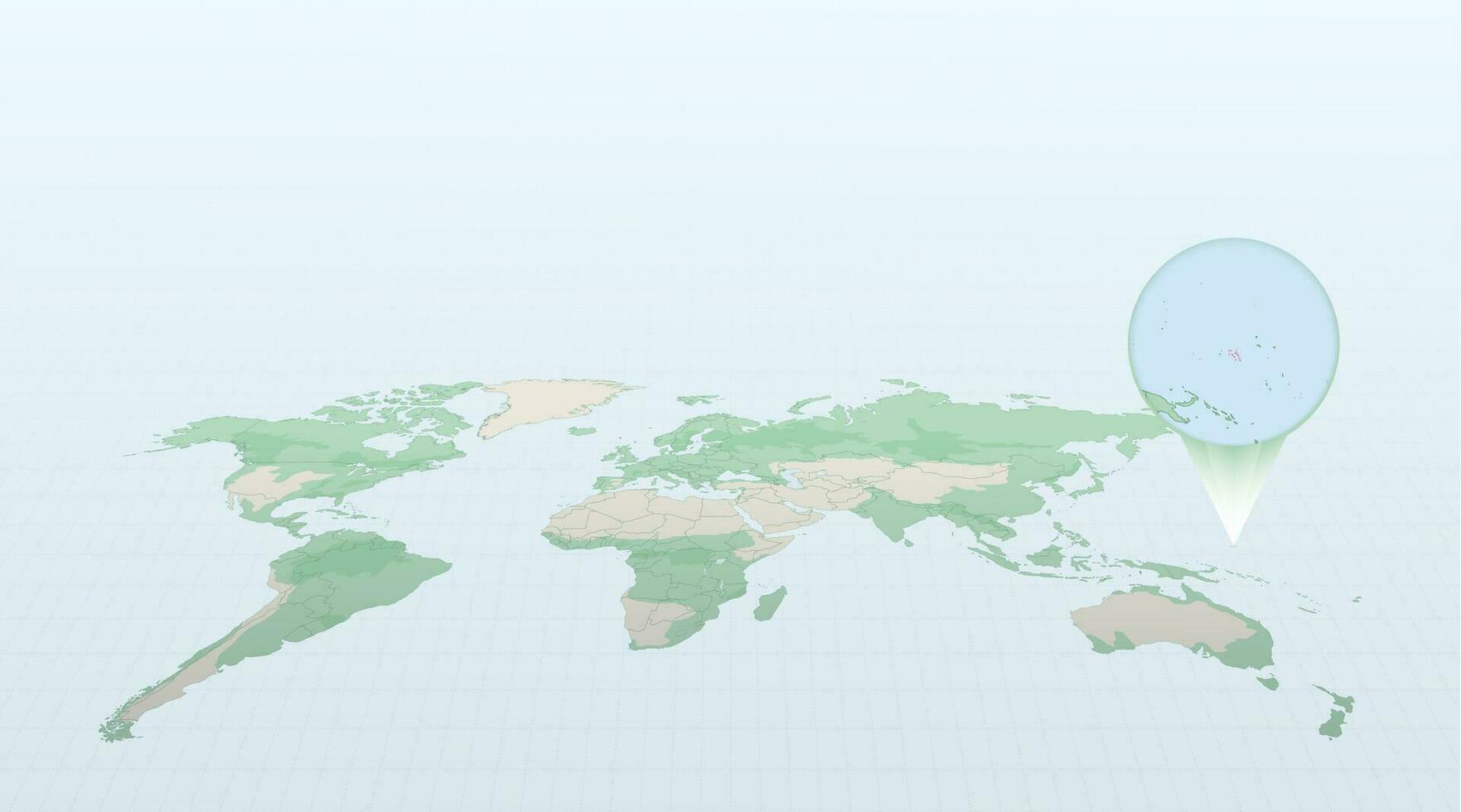 mundo mapa en perspectiva demostración el ubicación de el país Marshall islas con detallado mapa con bandera de Marshall islas vector