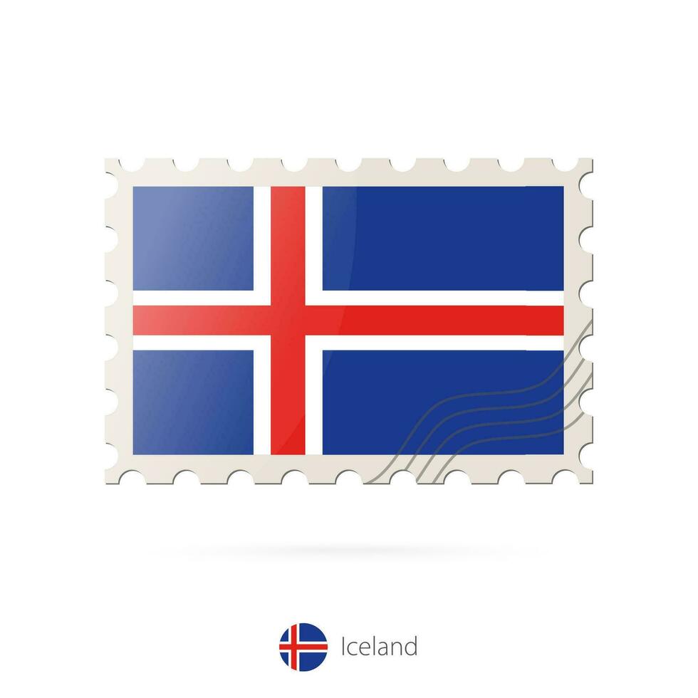 gastos de envío sello con el imagen de Islandia bandera. vector