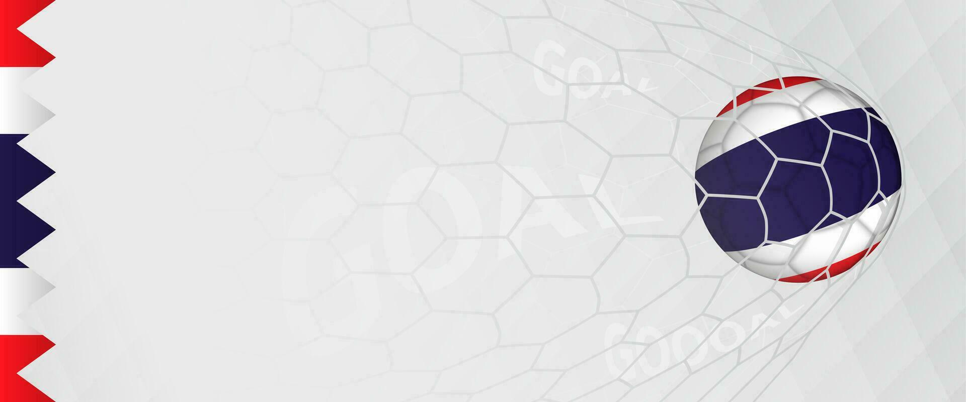 Banner design of a football ball with flag of Thailand in football net, the goal by national soccer team of Thailand. vector
