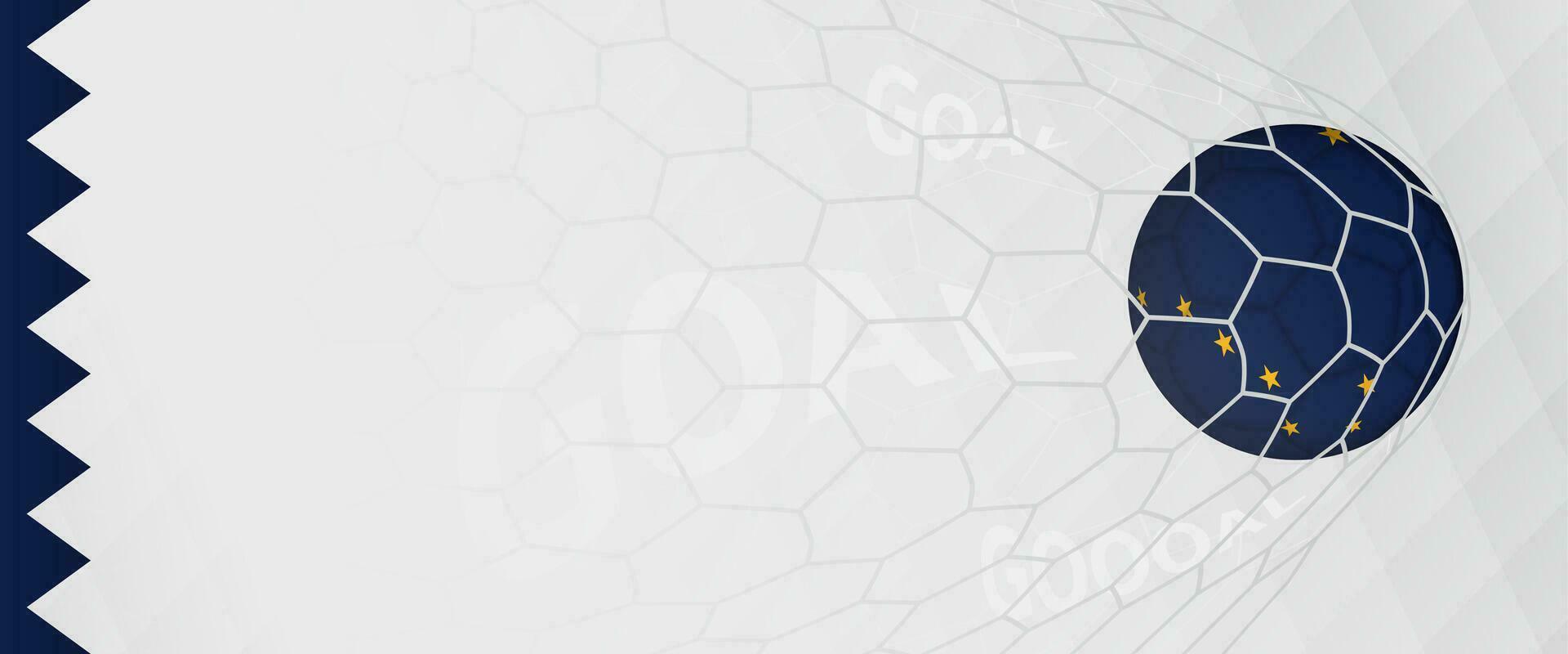 Banner design of a football ball with flag of Alaska in football net, the goal by national soccer team of Alaska. vector