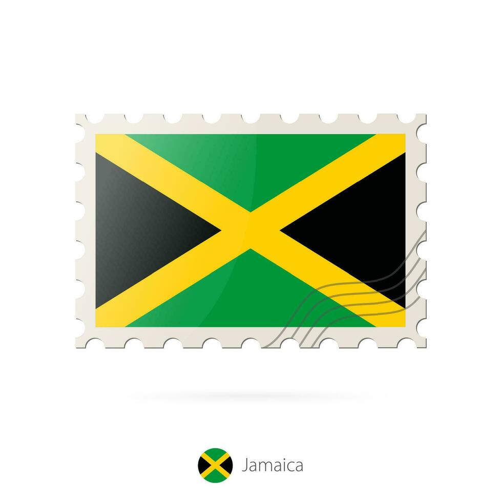 Postage stamp with the image of Jamaica flag. vector