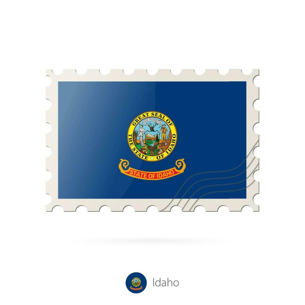 Postage stamp with the image of Idaho state flag. vector