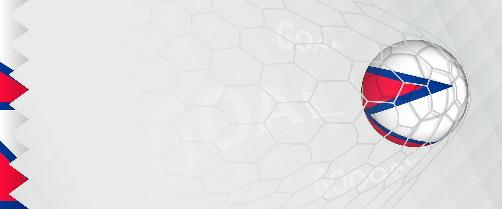Banner design of a football ball with flag of Nepal in football net, the goal by national soccer team of Nepal. vector