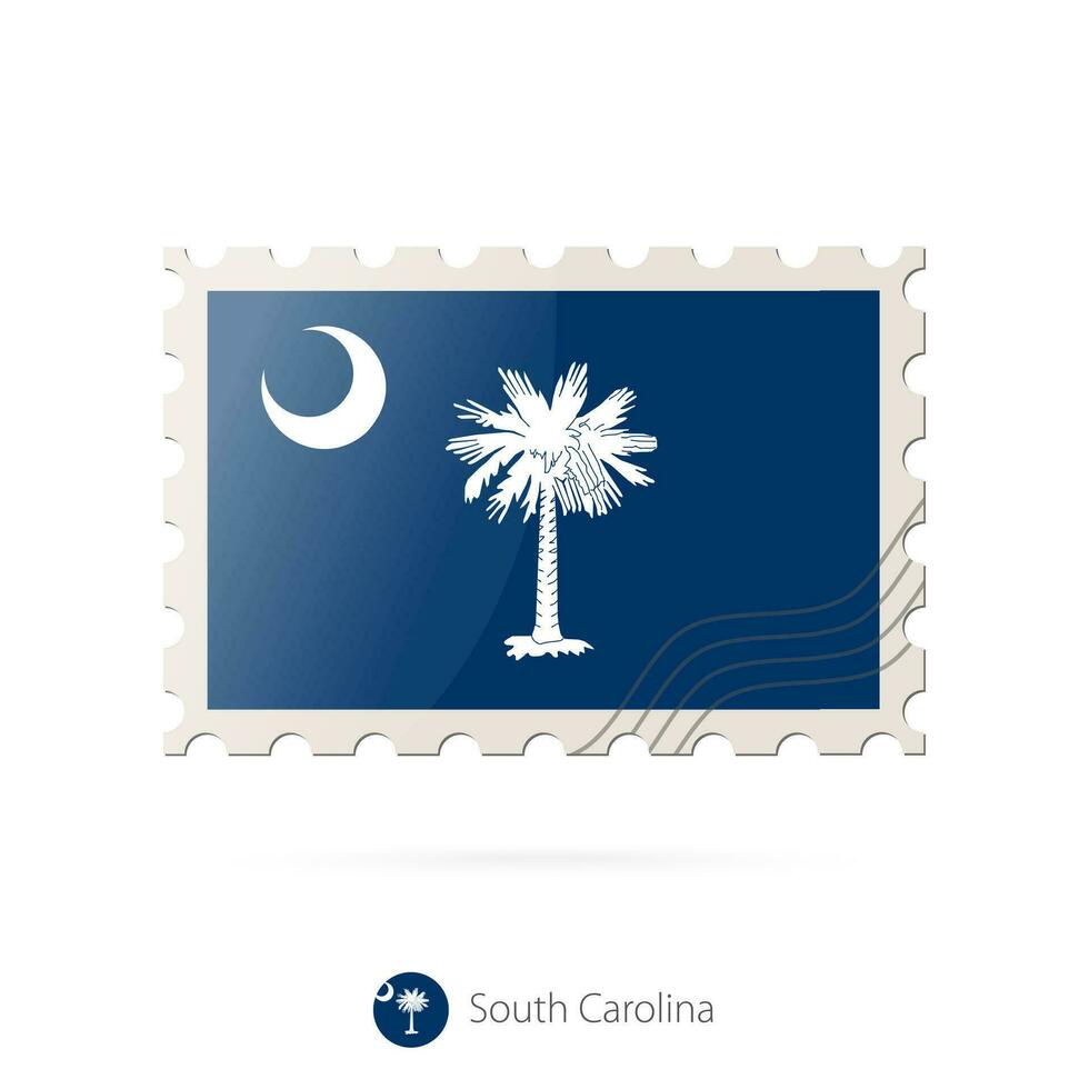 Postage stamp with the image of South Carolina state flag. vector