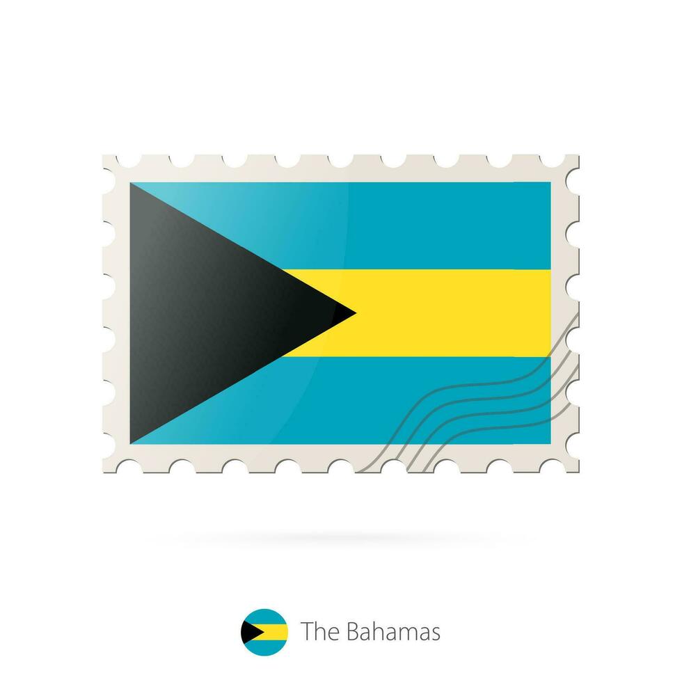 Postage stamp with the image of The Bahamas flag. vector