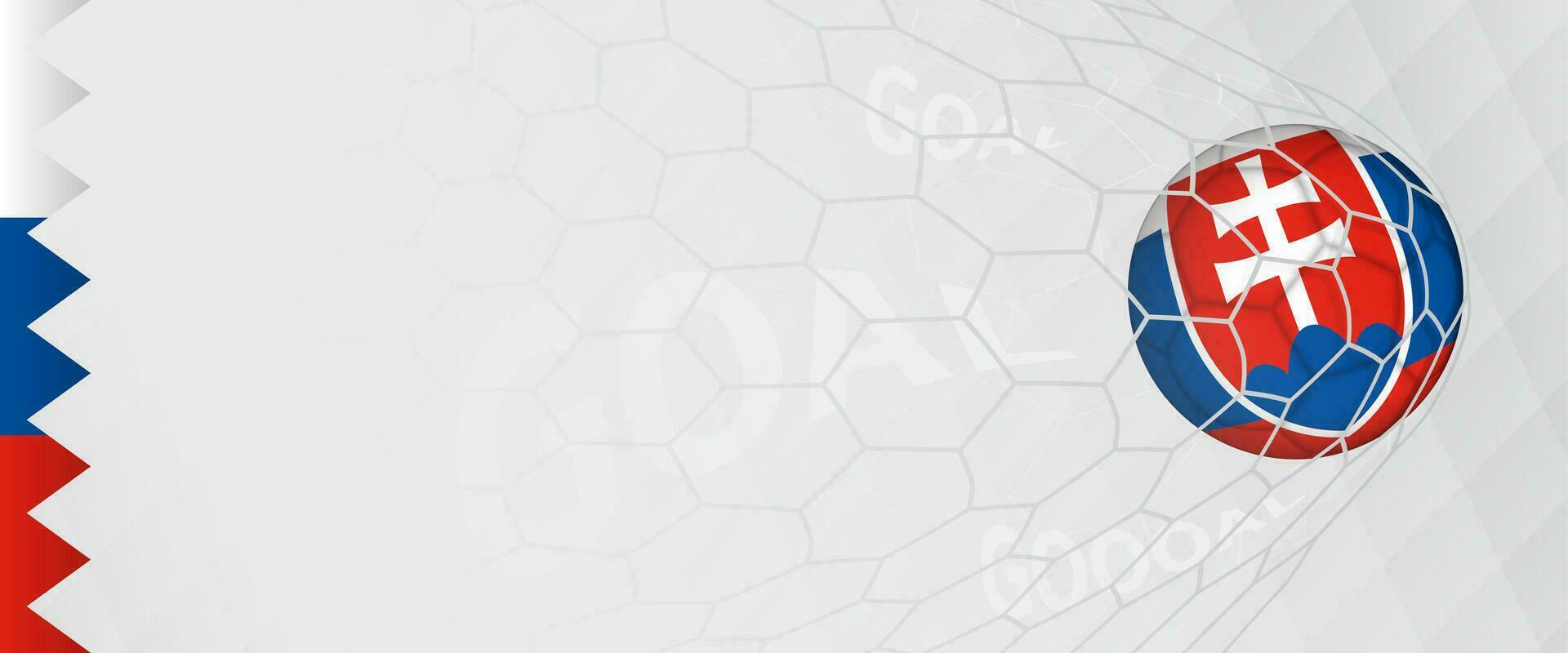Banner design of a football ball with flag of Slovakia in football net, the goal by national soccer team of Slovakia. vector