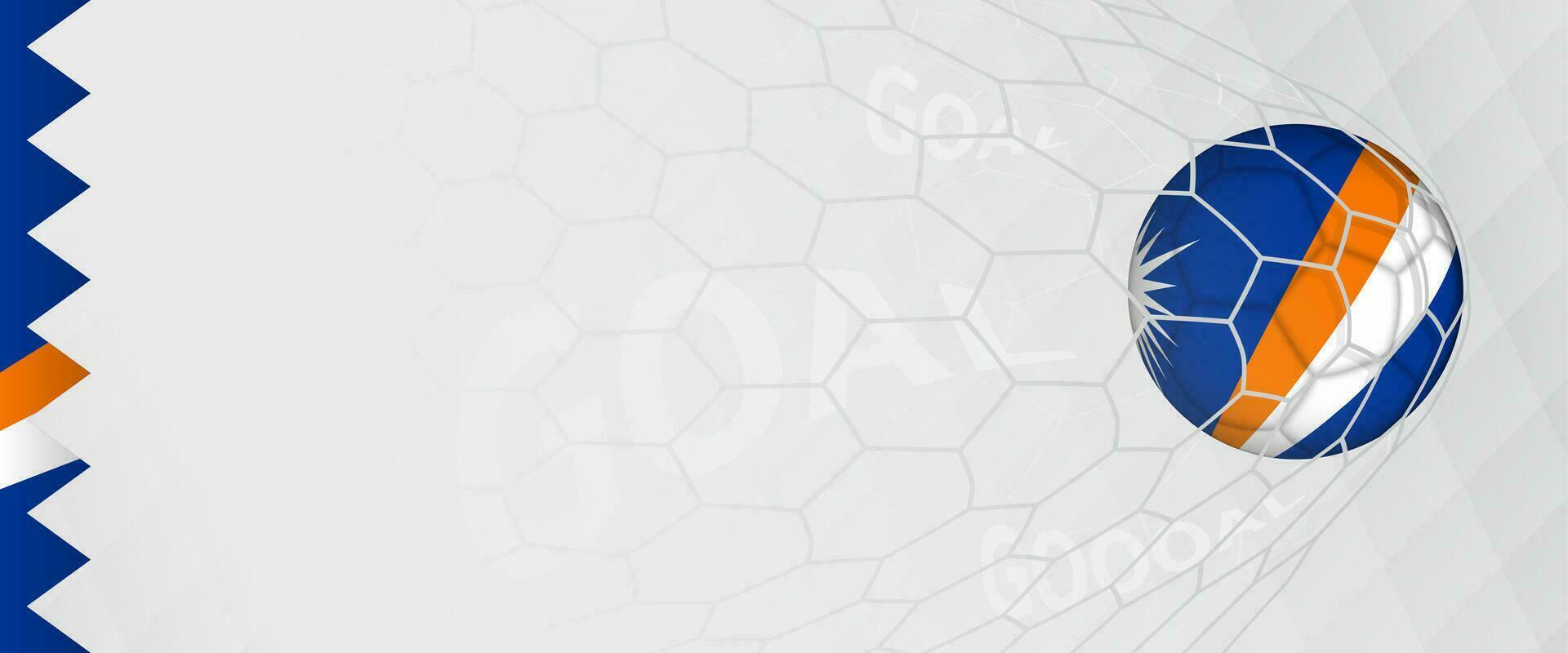 Banner design of a football ball with flag of Marshall Islands in football net, the goal by national soccer team of Marshall Islands. vector