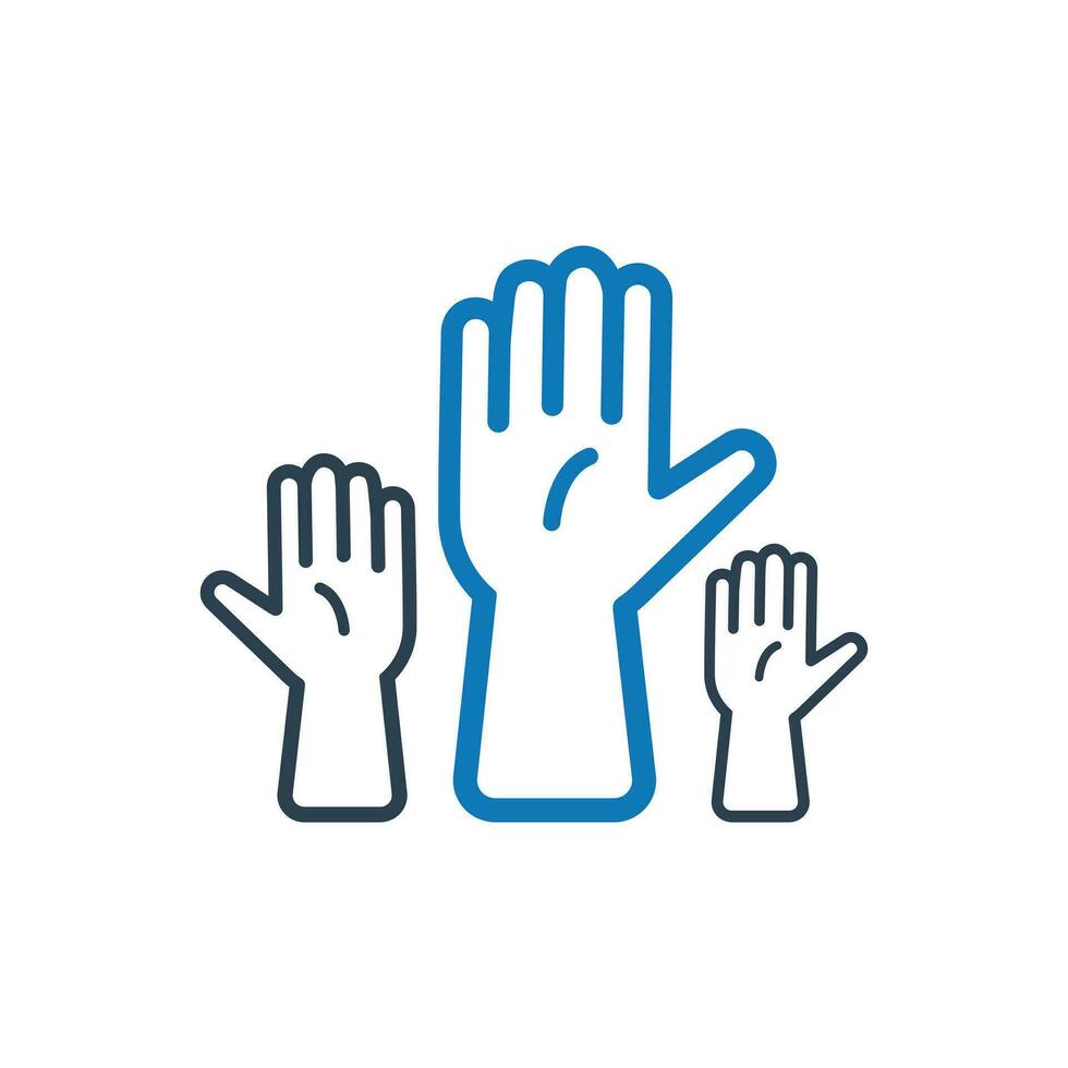 Group of raised hands, Election, Question icon vector