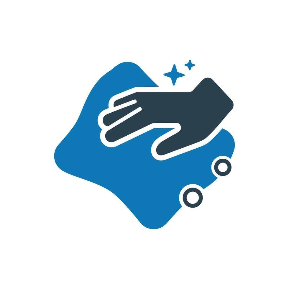 Hand holding a cloth wiping a surface icon, Hand Wiping With A Cloth Icon vector
