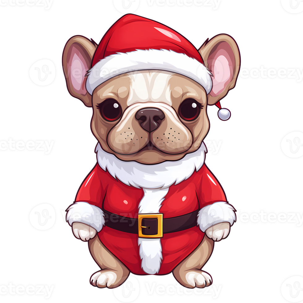 Cute French Bulldog Christmas Clipart Illustration AI Generative