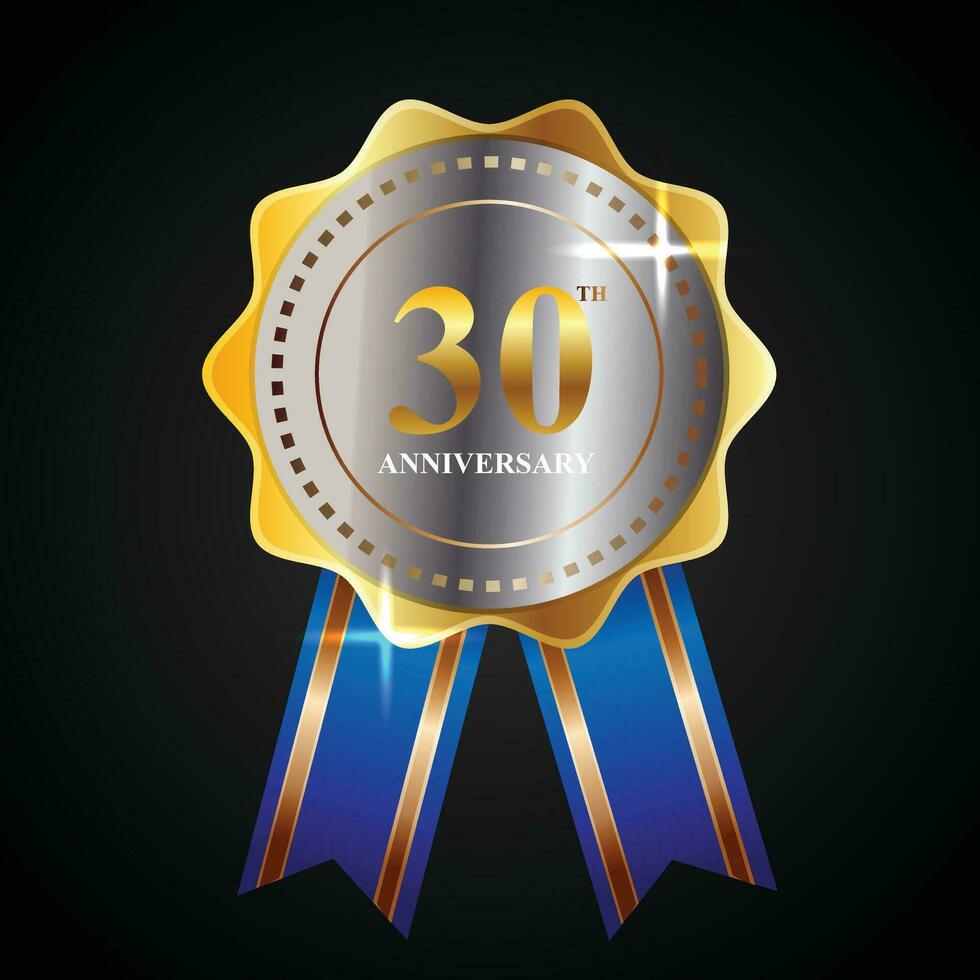 Vector 30th anniversary celebration logo Golden shield laurel wreath and badges collection