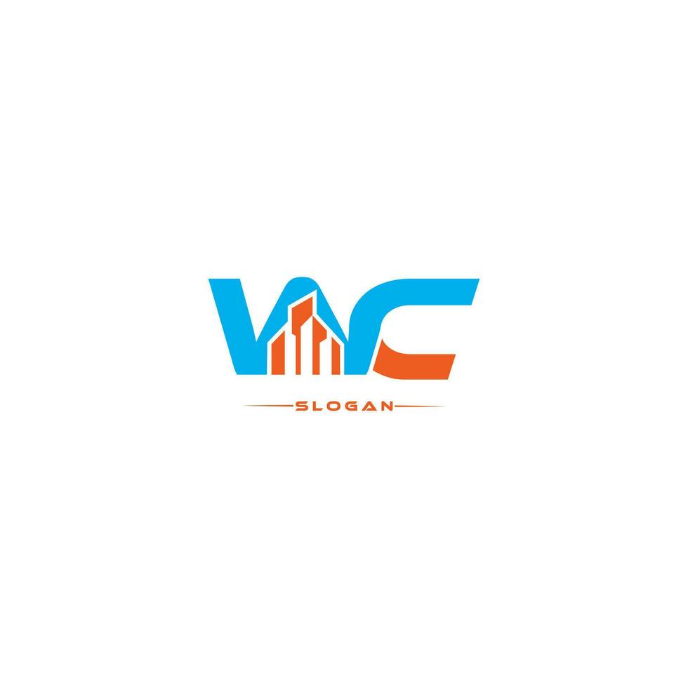 Initial CW interior design, home real estate initial letter vector