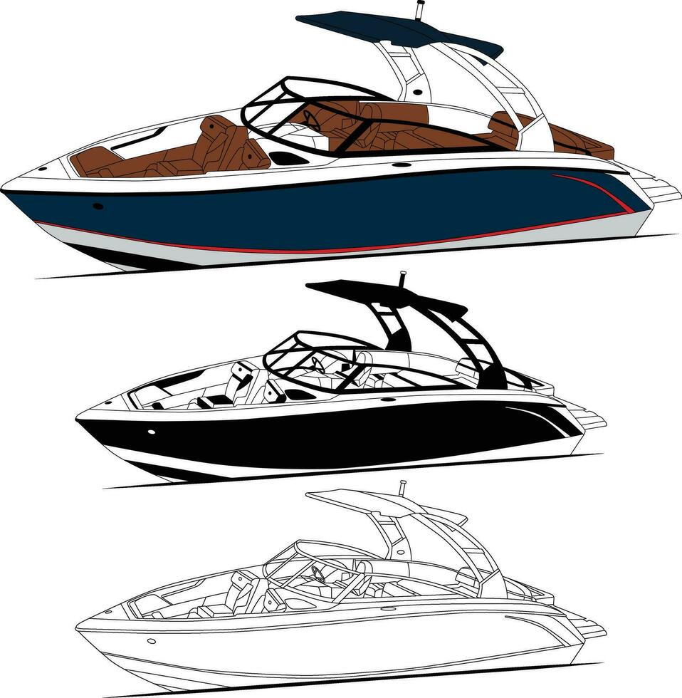 Boat vector, Motor boat vector, fishing boat vector. vector