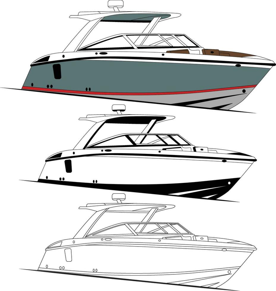 Boat vector, Motor boat vector, fishing boat vector. vector