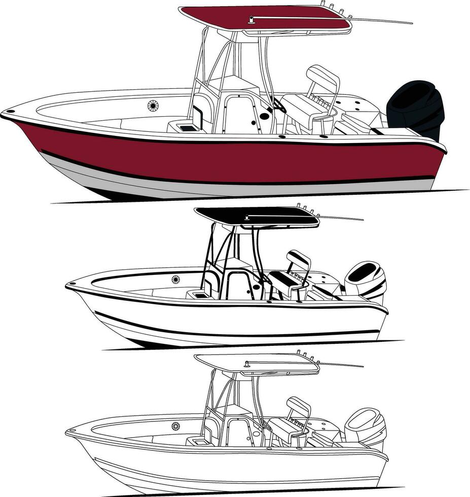 Boat vector, Motor boat vector, fishing boat vector. vector