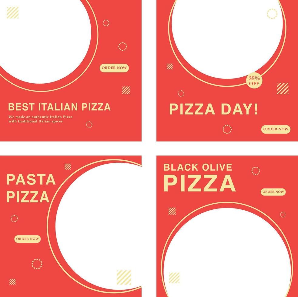 Simple Pizza Template for Social Media vector