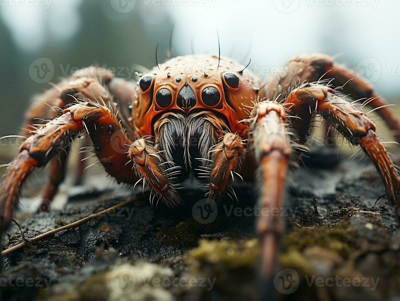 Close-up highly detailed MACRO shot of the spider generative ai photo