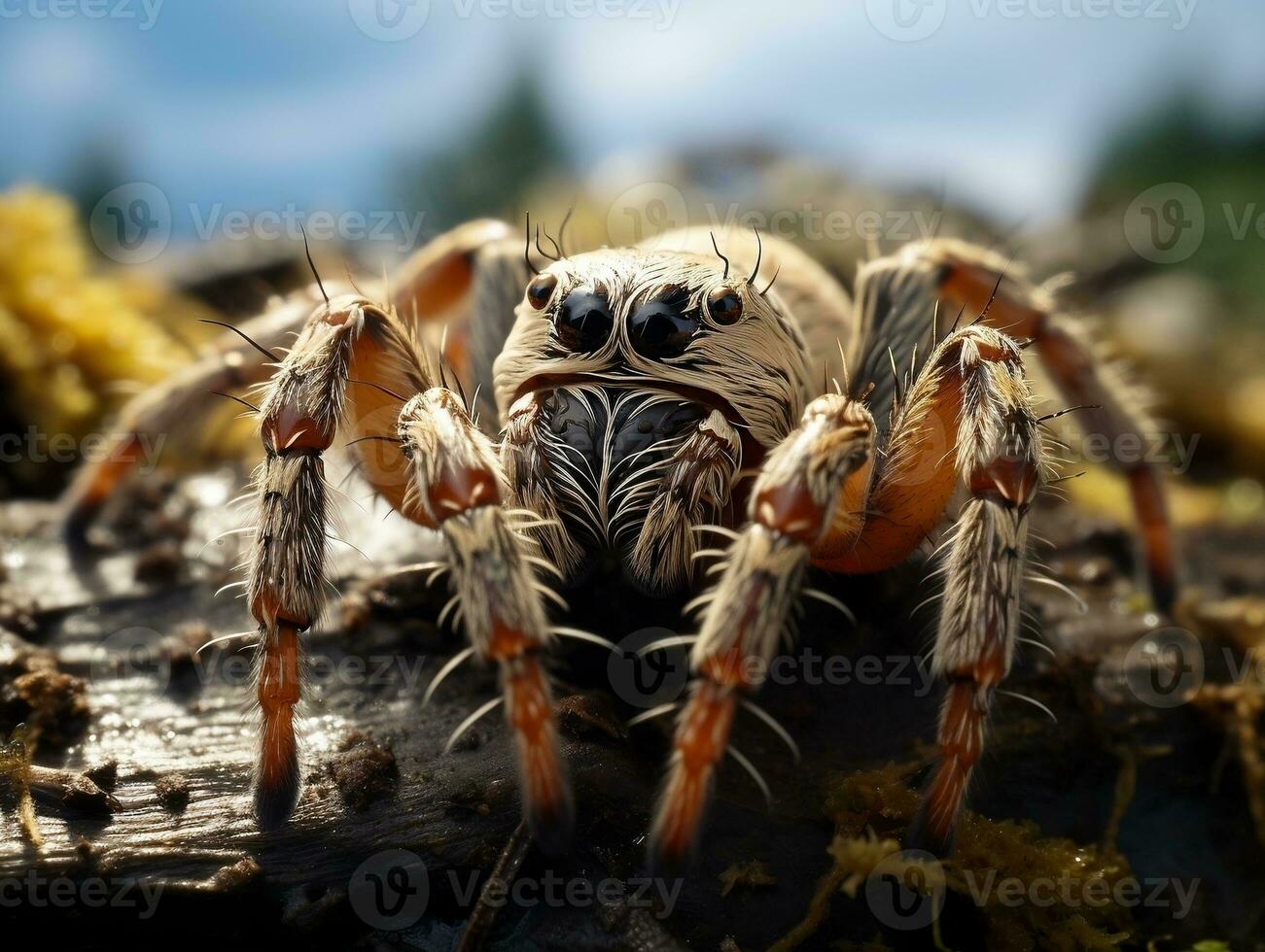 Close-up highly detailed MACRO shot of the spider generative ai photo