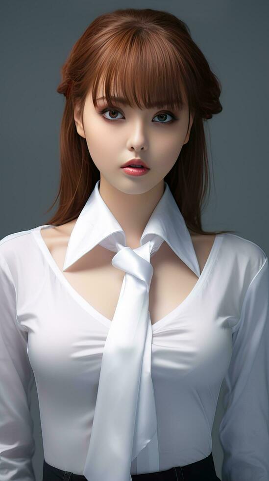 Beautiful working woman wearing white shirt. Generative AI photo