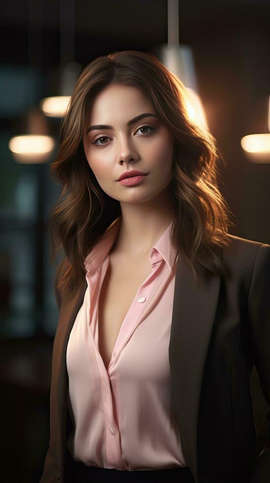 Portrait of beautiful business woman. Generative AI photo