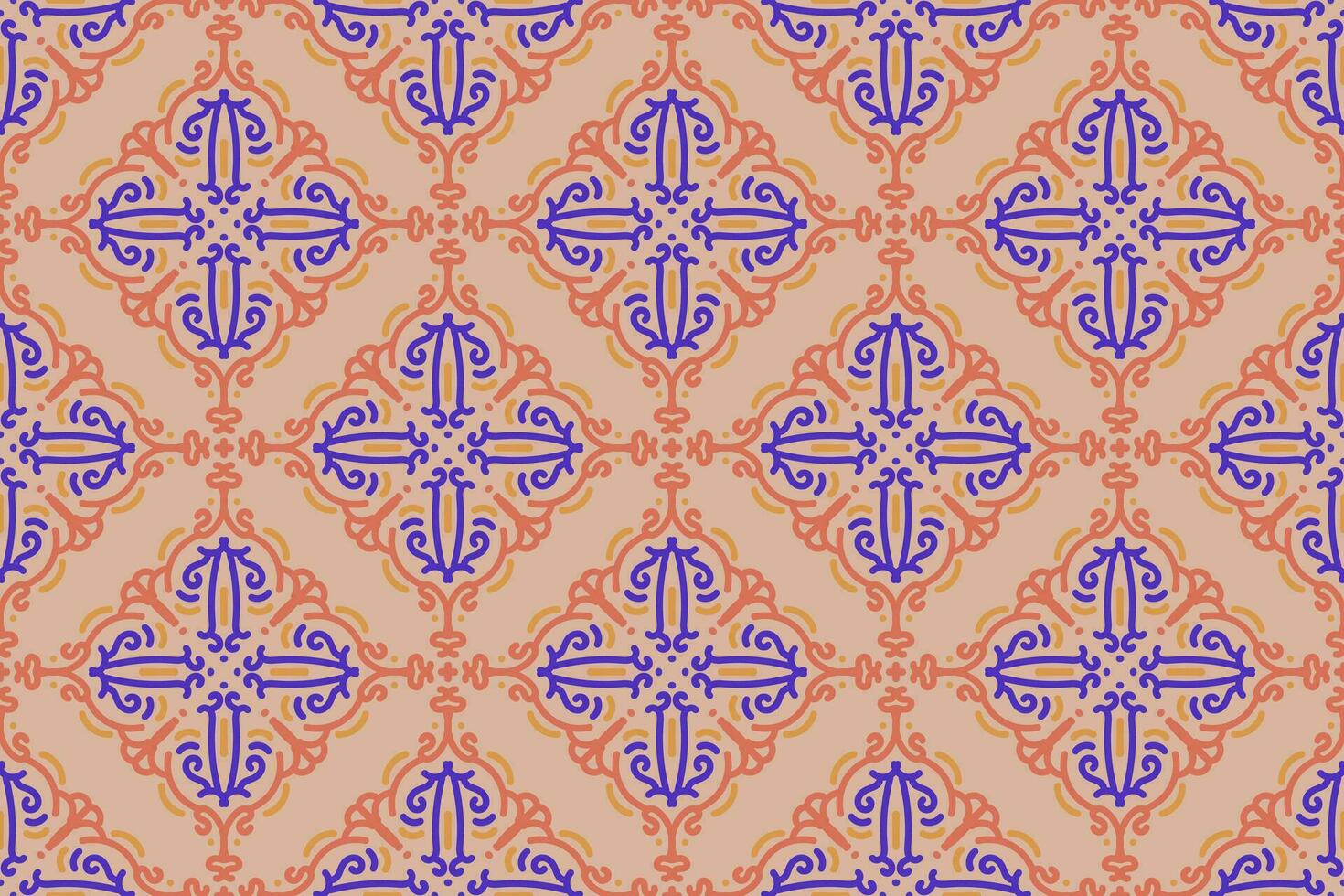 oriental pattern. orange and blue background with Arabic ornaments. Patterns, background and wallpaper for your design. Textile ornament. Vector illustration.