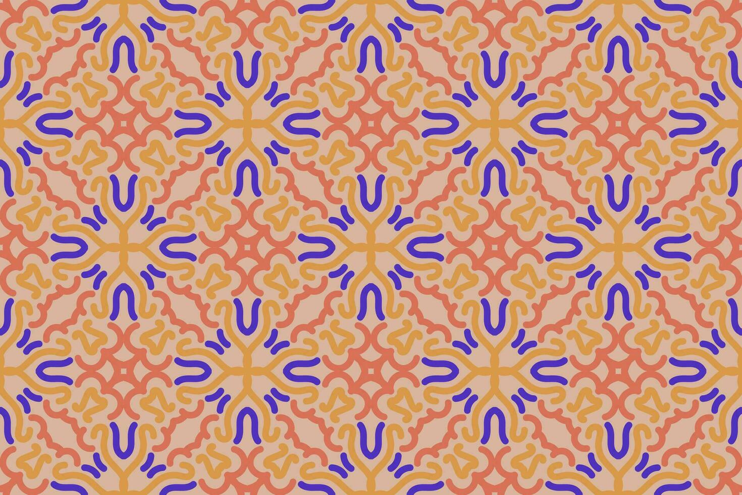 oriental pattern. orange and blue background with Arabic ornaments. Patterns, background and wallpaper for your design. Textile ornament. Vector illustration.