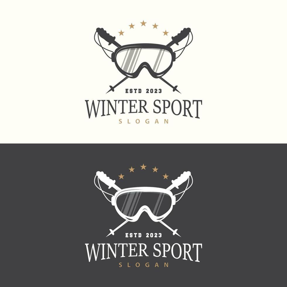 Ski Sport Logo, Winter Snow Sports Design Retro Vintage Vector Illustration