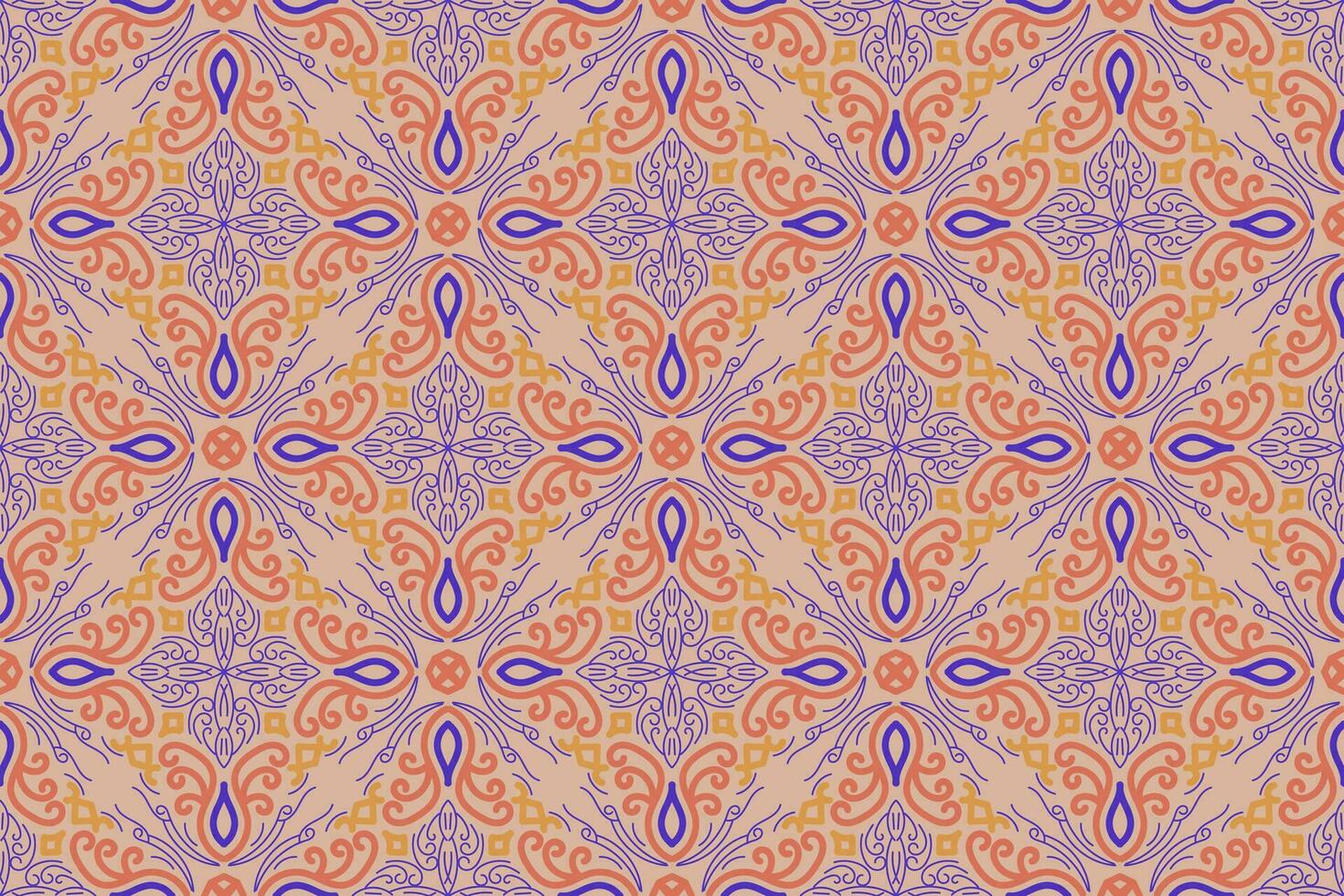 oriental pattern. orange and blue background with Arabic ornaments. Patterns, background and wallpaper for your design. Textile ornament. Vector illustration.