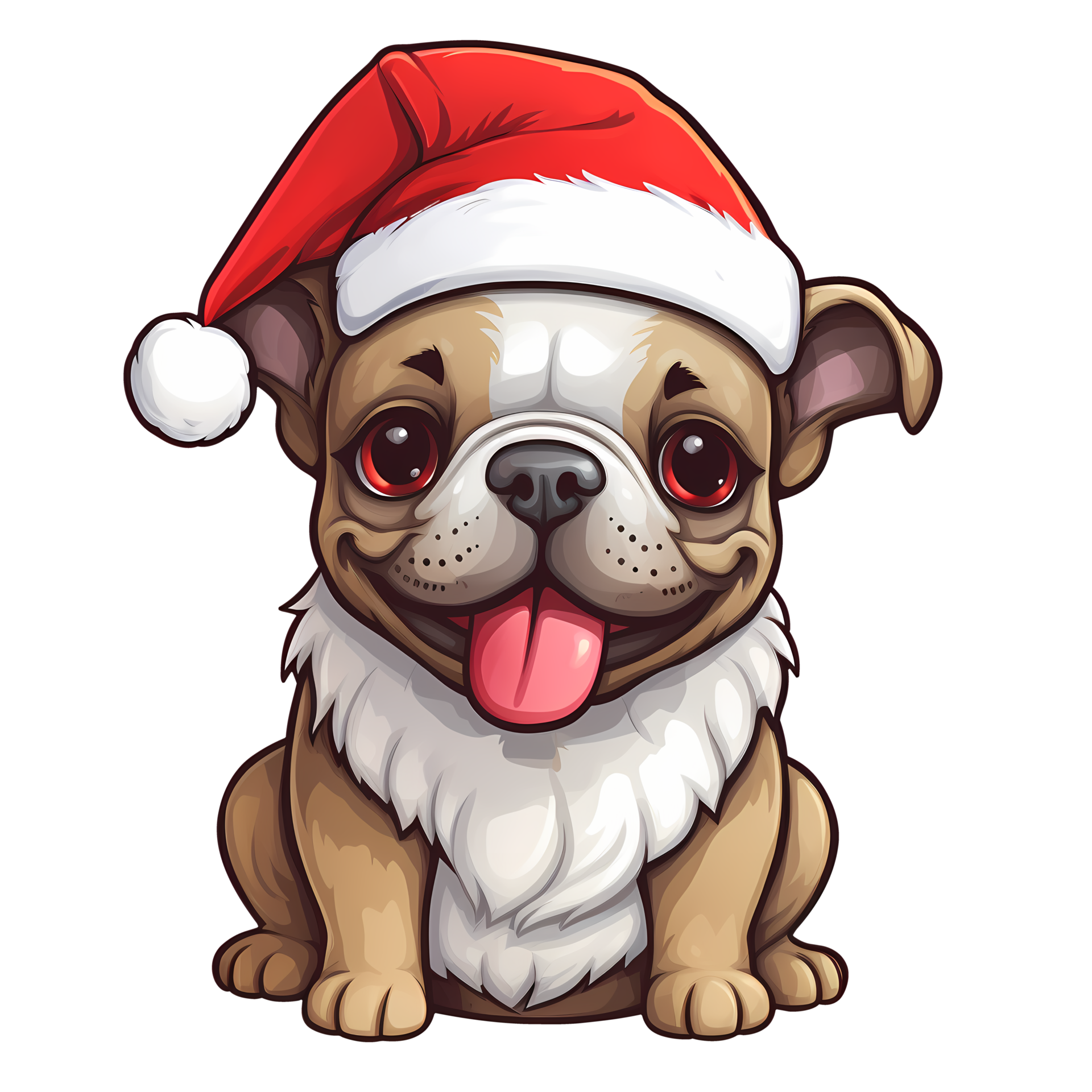Cute French Bulldog Christmas Clipart Illustration AI Generative