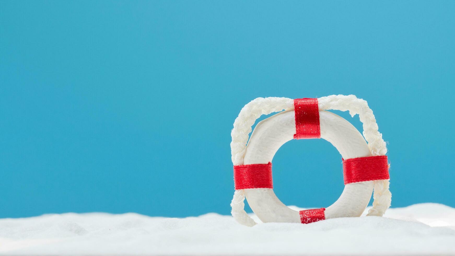 a life preserver  on the snow photo