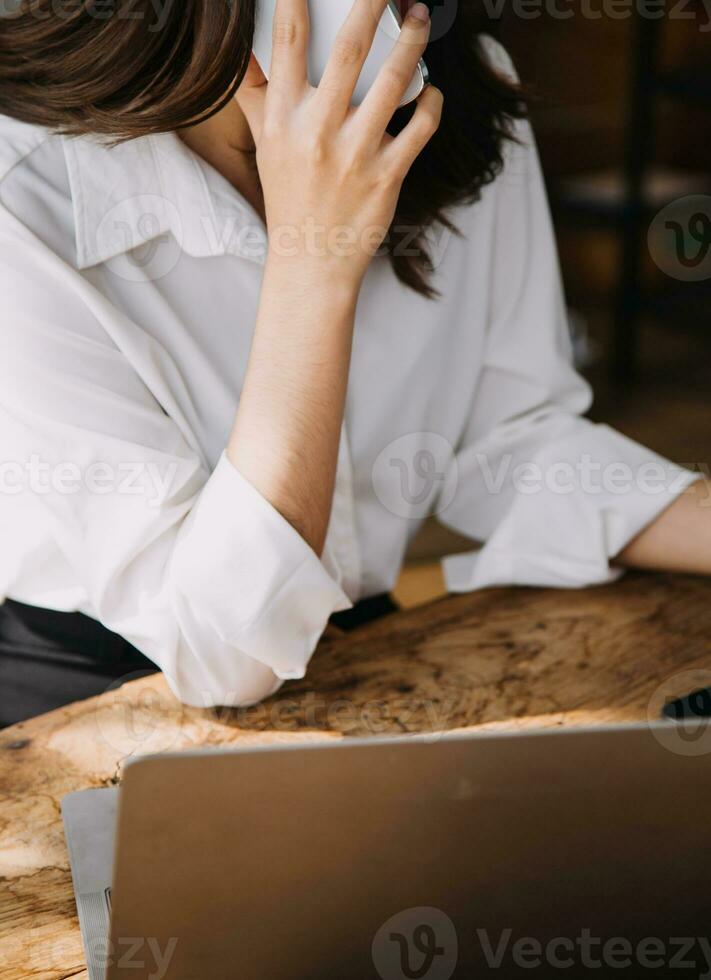 Business Man Financial Inspector and Secretary Making Report, Calculating or Checking Balance. Internal Revenue Service Inspector Checking Document Audit Concept photo