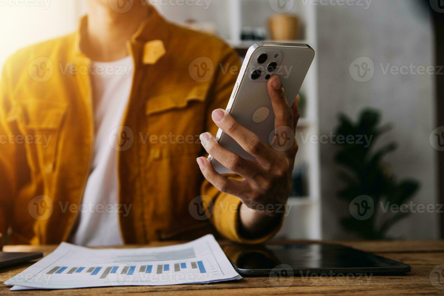Business Man Financial Inspector and Secretary Making Report, Calculating or Checking Balance. Internal Revenue Service Inspector Checking Document Audit Concept photo