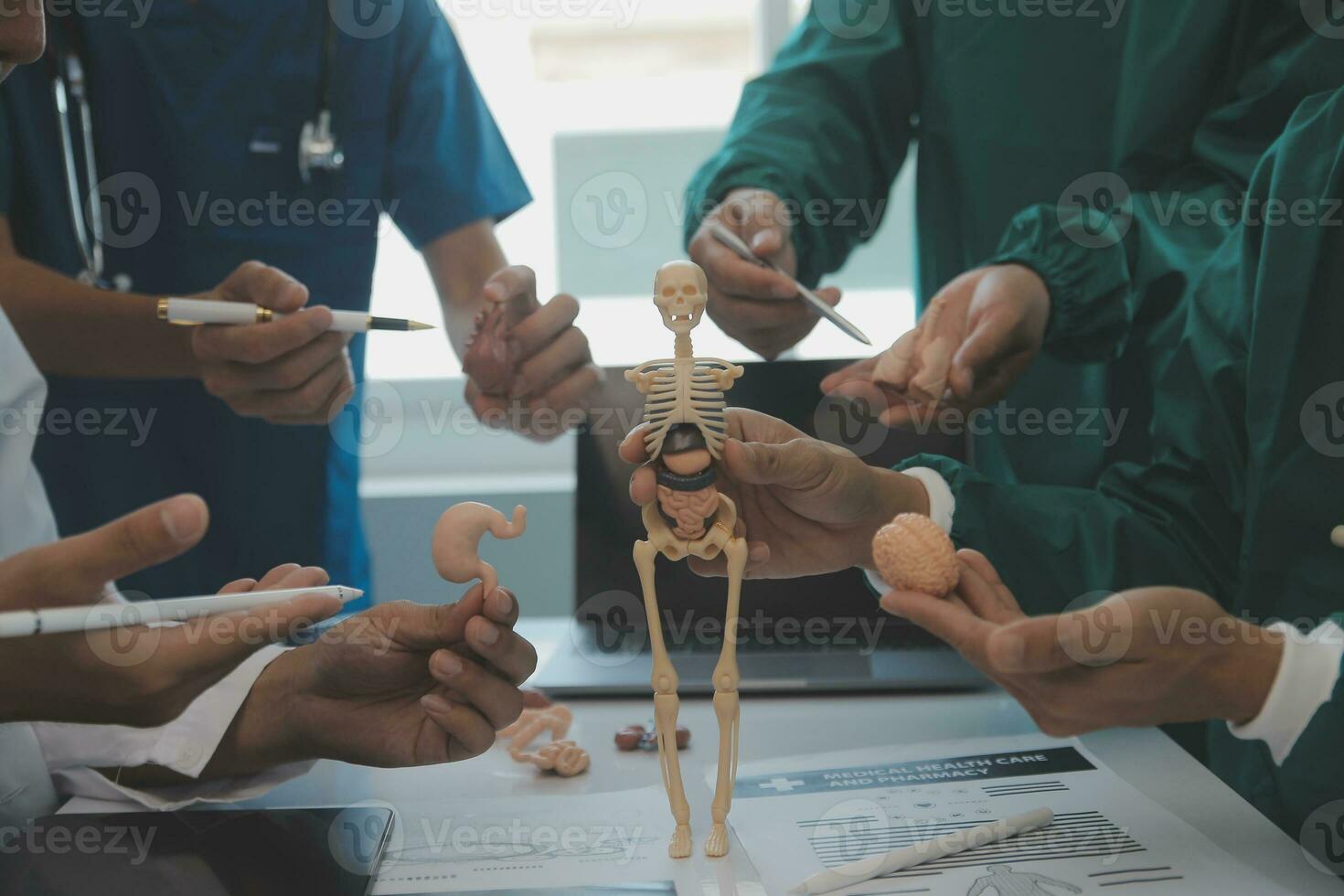 international team of professional doctors having a meeting in conference room at the modern hospital. Healthcare and medical development concept. photo