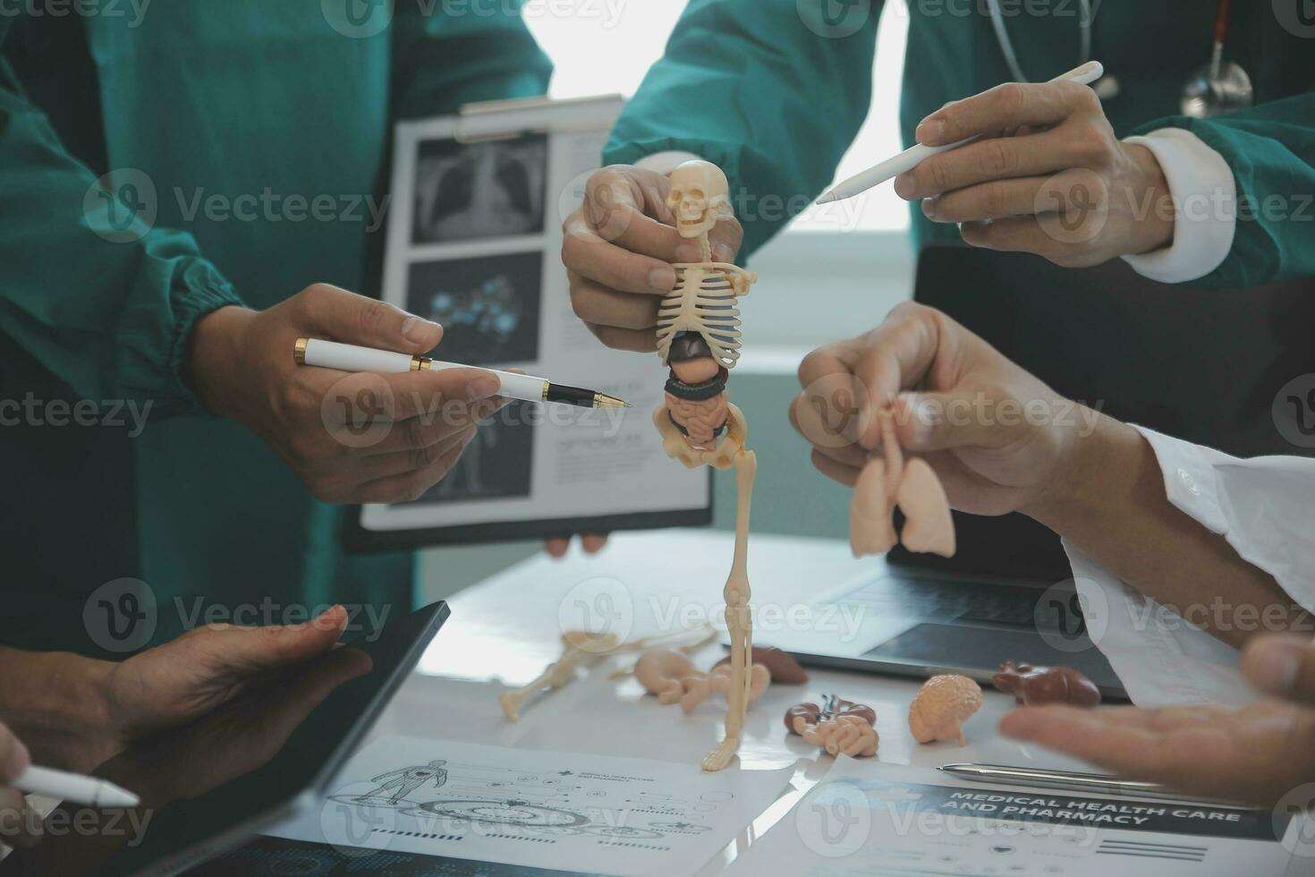 international team of professional doctors having a meeting in conference room at the modern hospital. Healthcare and medical development concept. photo